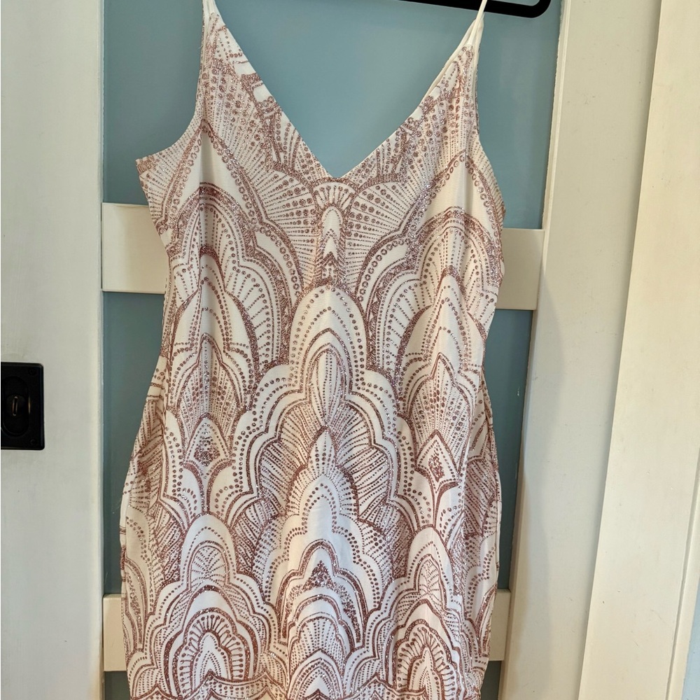 White and Rose Gold Cocktail Dress